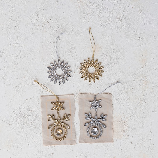 Hello Honey® 2 Pack 4" Gold & Silver Snowflake Ornaments
